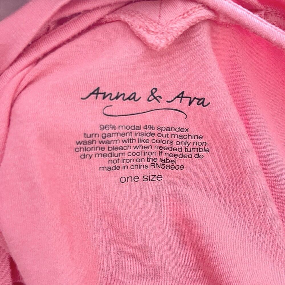 Anna Ava Coral Pink Poncho Style Top Slouchy One Size Flutter Sleeve Jersey Knit - Picture 5 of 6
